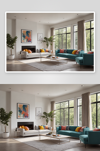 极简风格客厅装修白色家具与精致沙发的搭配