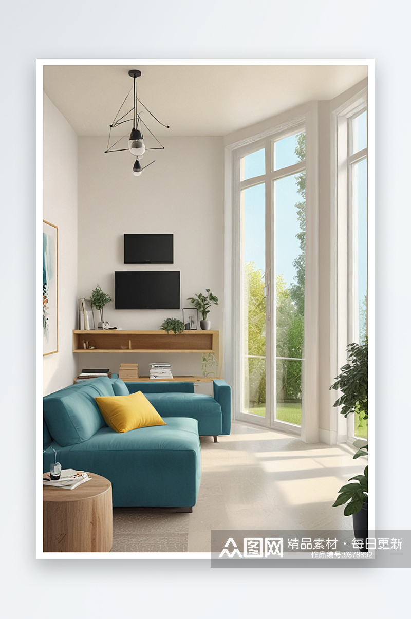白色家具和沙发打造简洁雅致的客厅素材