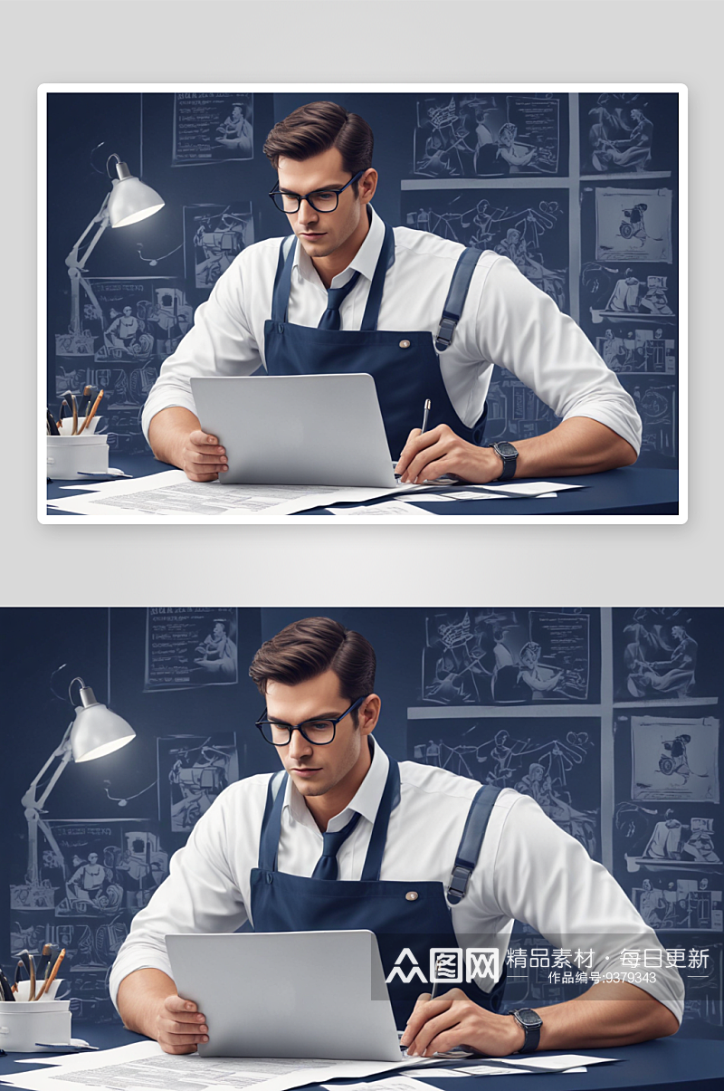 时尚男性营销人员办公室电脑图像素材