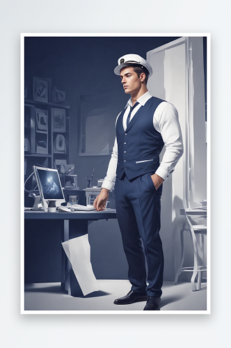 时尚男性营销人员办公室电脑图像