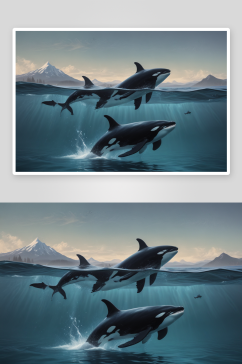 与虎鲸一起体验海洋之旅插画图片