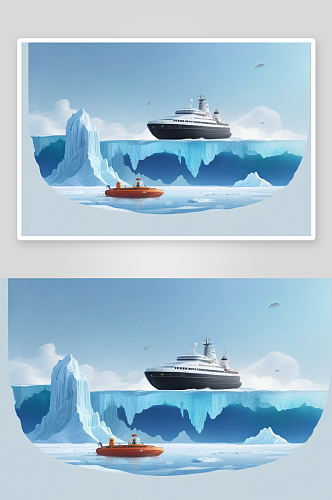 冰山与太空船的奇幻冒险像皮克斯一样的画面