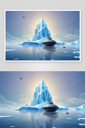 冰山与太空船的奇幻冒险像皮克斯一样的画面