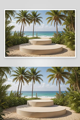 逼真细致热带海滩舞台的完美构建