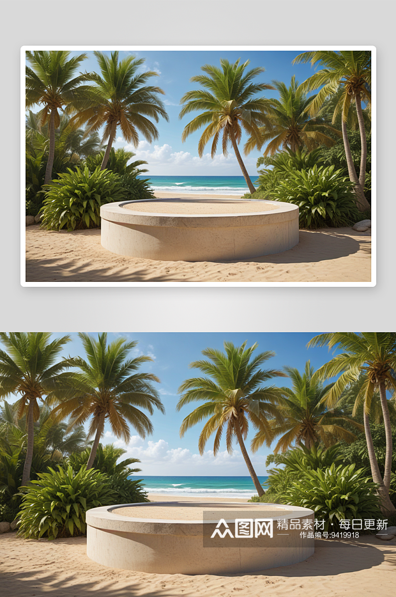 舞台背景夏日热带海滩的超逼真画面素材