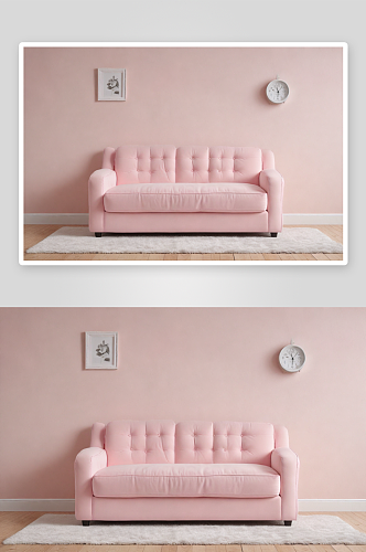 粉色按扣沙发床舒适美观的客厅装饰