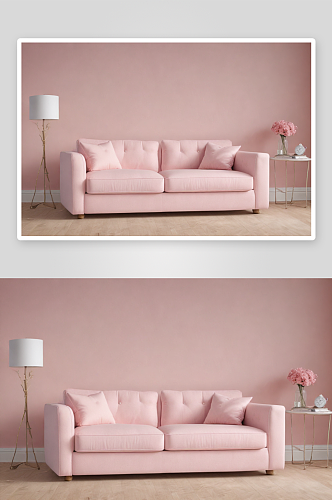 粉色按扣沙发床舒适美观的客厅装饰