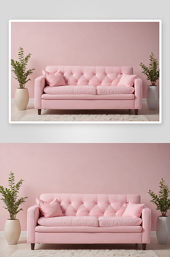 白色空间中的粉色沙发床简约时尚的居家选择