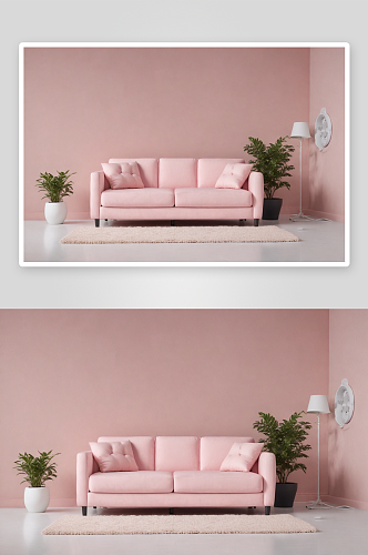 白色空间中的粉色沙发床简约时尚的居家选择