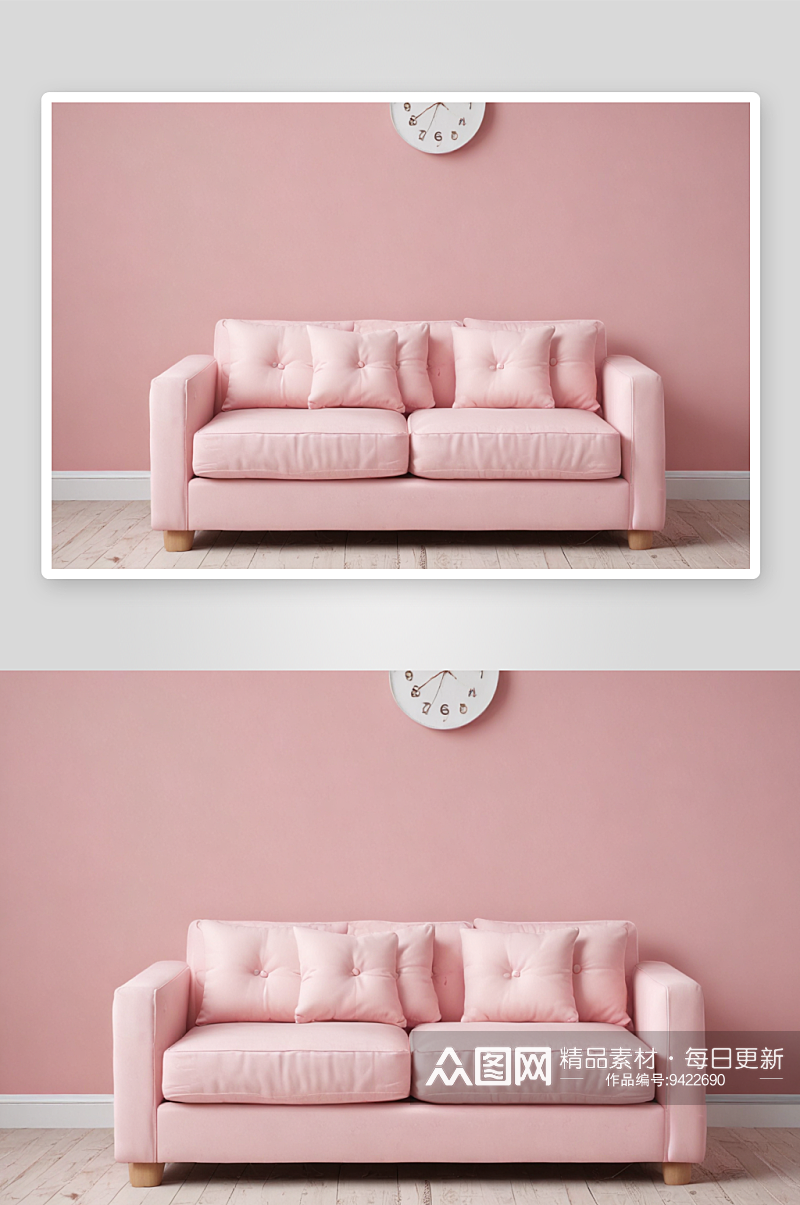 粉色按扣沙发床舒适休闲的居家体验素材