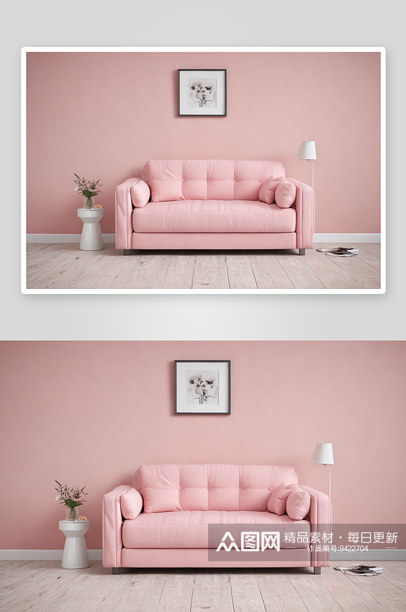 简约背景下的粉色沙发床典雅时尚的装饰选择素材