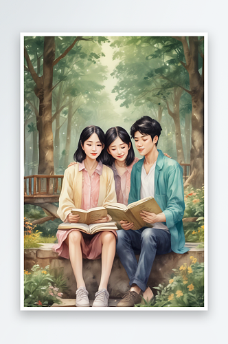 温柔微笑的年轻亚洲人怀抱古书的画面