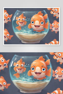 明亮的鱼缸中可见的小丑鱼