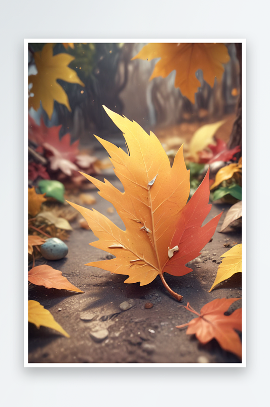 落叶铺满秋日林径图片