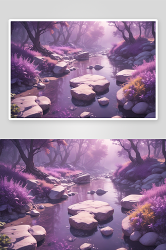 神秘紫林清溪幽径图片