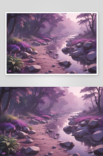 神秘紫林清溪幽径图片