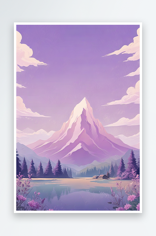 紫色山脉日落牧歌情图片