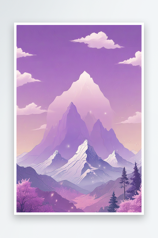 紫色山脉日落牧歌情图片