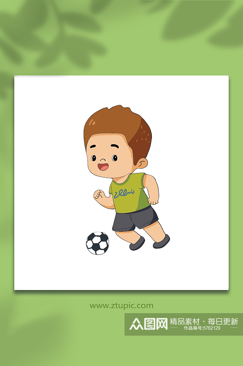 卡通小孩足球矢量图AI插画素材