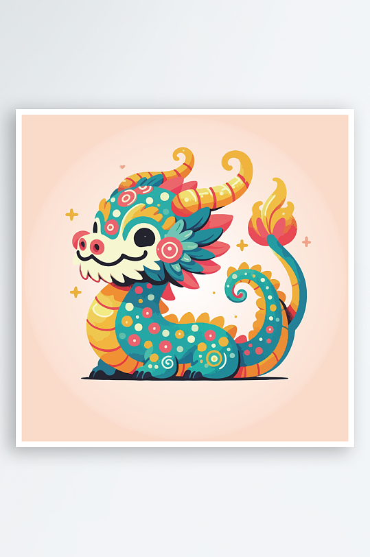 十二生肖卡通形象矢量圖龍