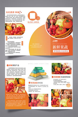 新鲜有机水果蔬菜农产品宣传三折页