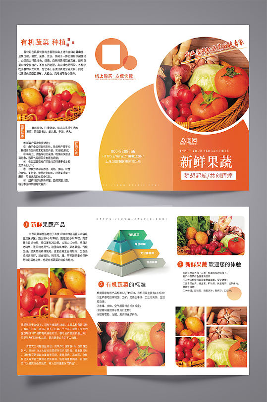 新鲜有机水果蔬菜农产品宣传三折页