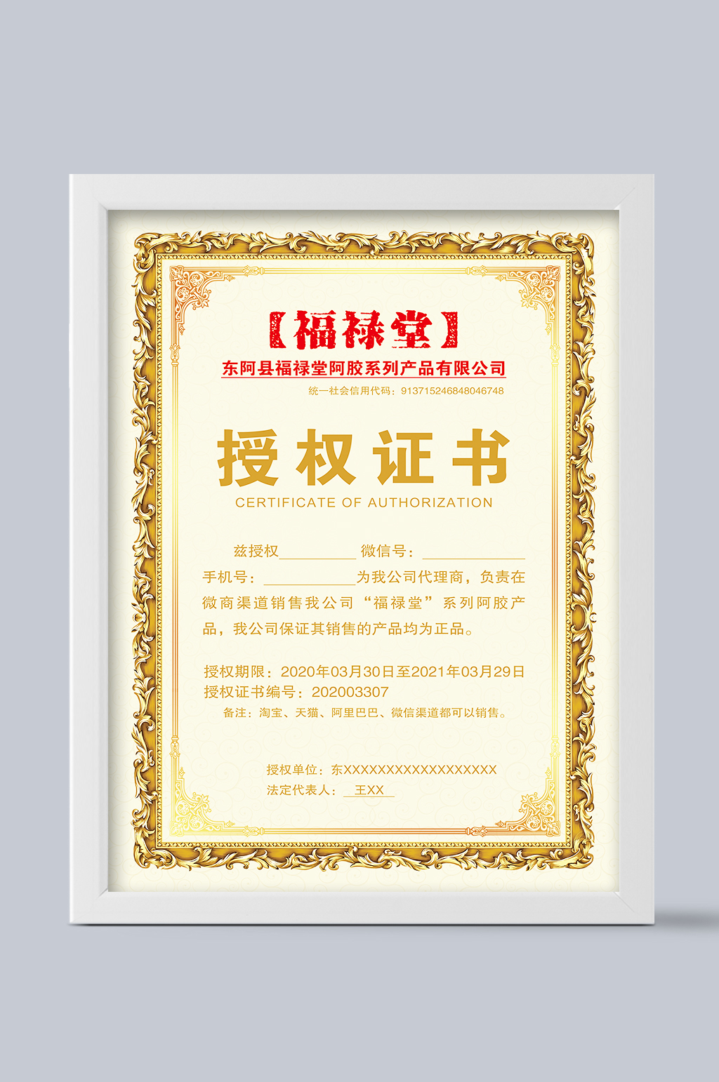 授权证书个人企业加盟素材