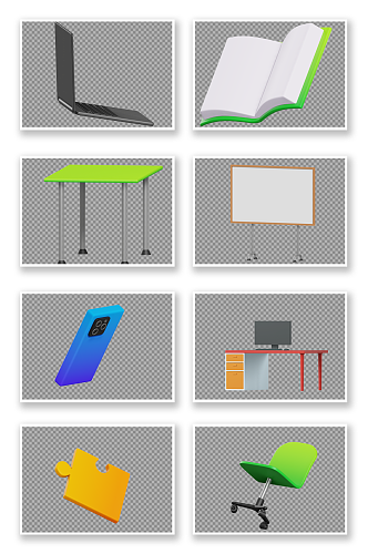 3D办公场所家具物品