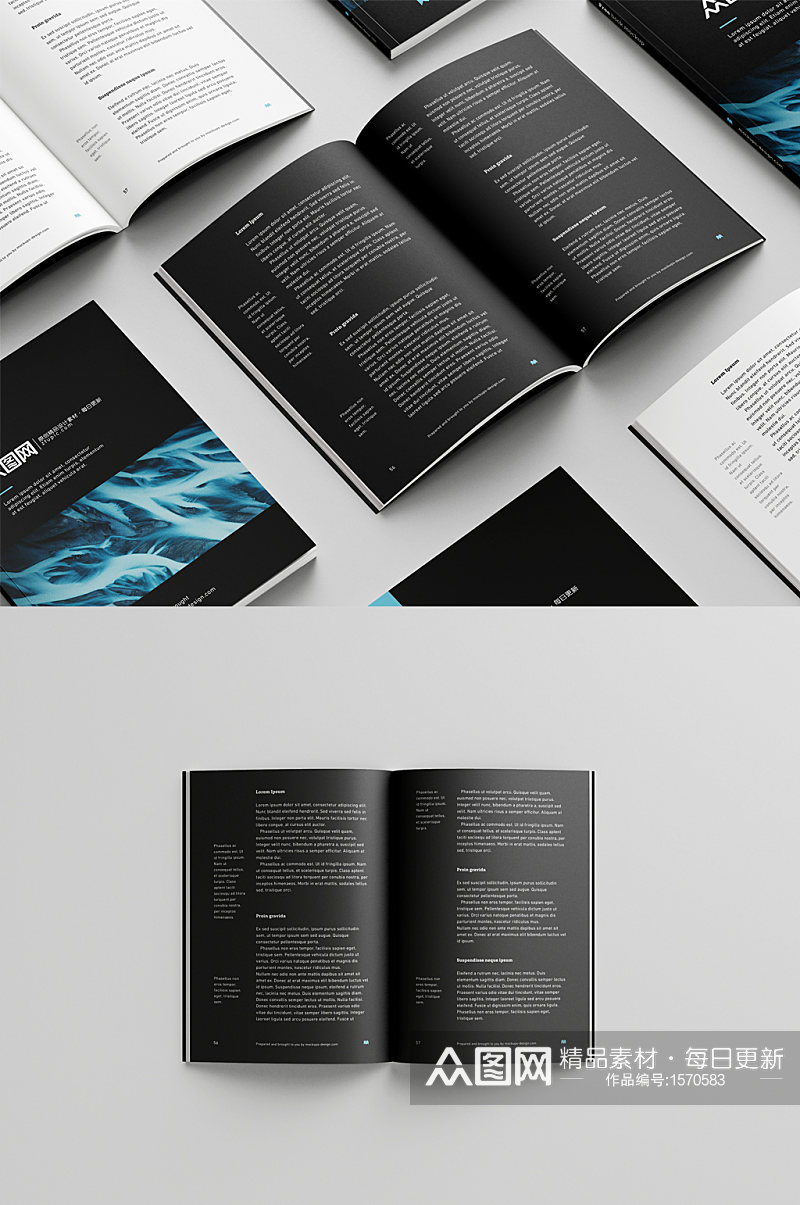 高品质书籍封面内页设计提案贴图样机素材