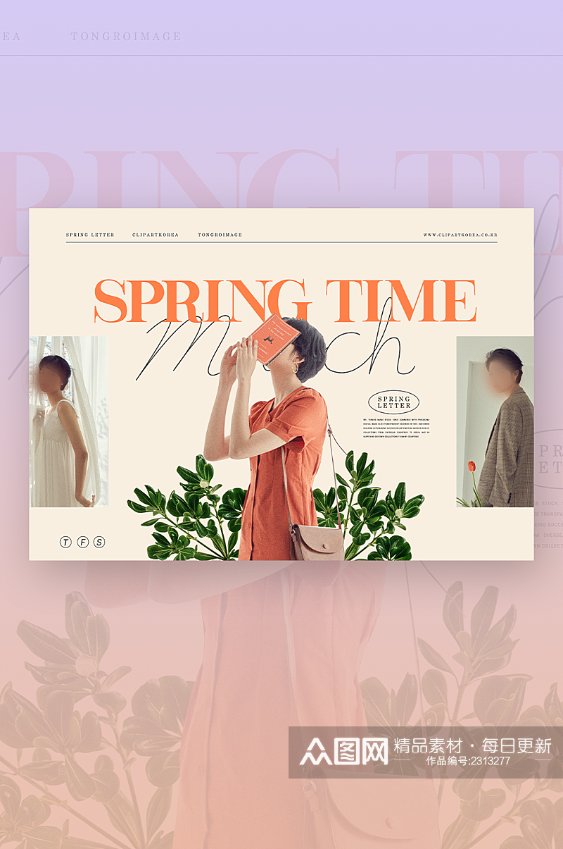 春季浪漫粉色欧美英文版式购物促销高端海报素材