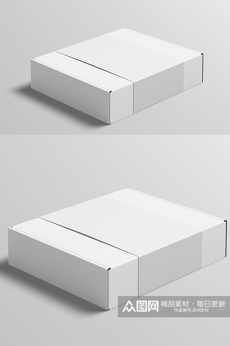 方形纯白白色盒子包装样机素材