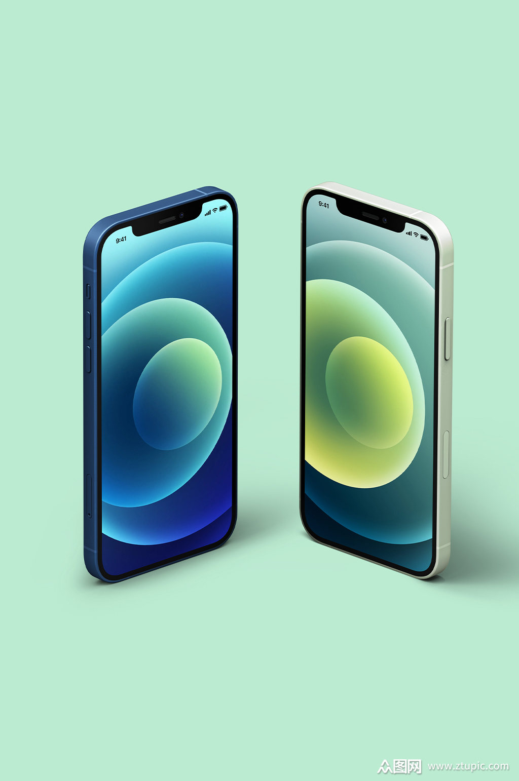 透视角度苹果手机app设计贴图样机素材