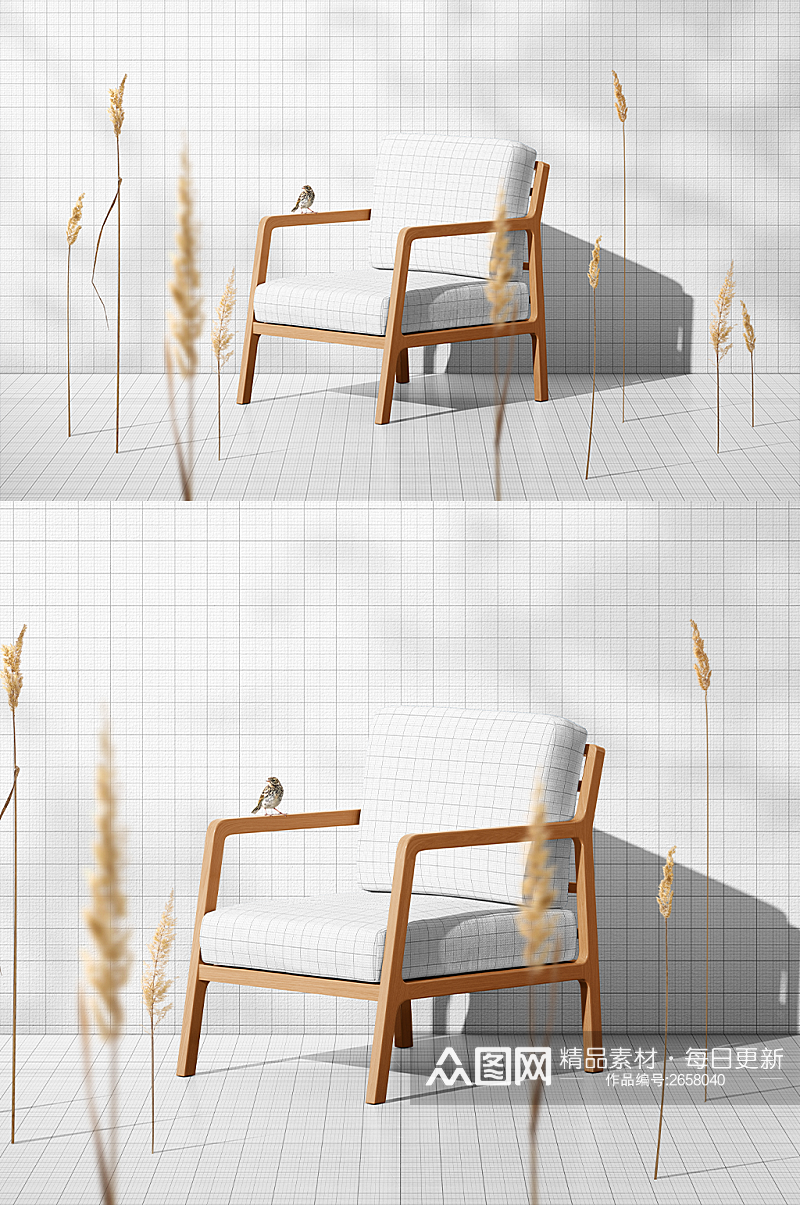 户外度假村民宿休闲椅设计提案样机PSD素材
