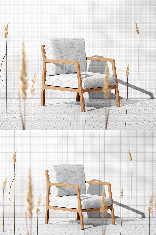 室内房间场景木椅样机设计