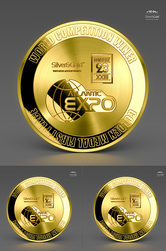 奖章金币logo样机psd模板-众图网