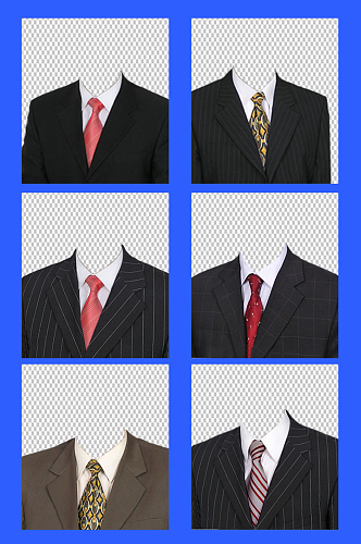6套男士职场西装正装侧身上身证件照模板