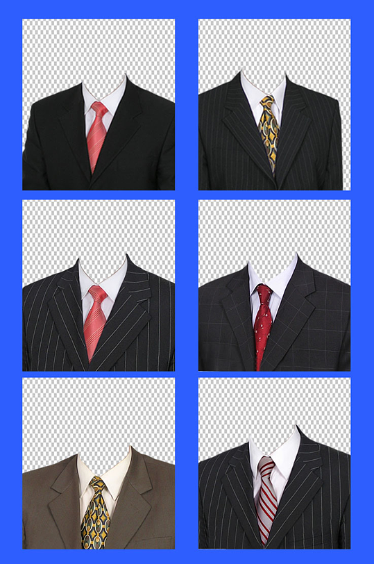 6套男士职场西装正装侧身上身证件照模板