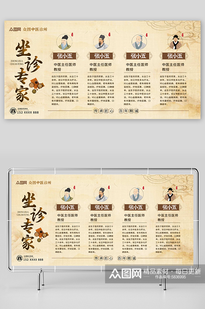 中医医院专家医生介绍简介展板素材下载-众图网