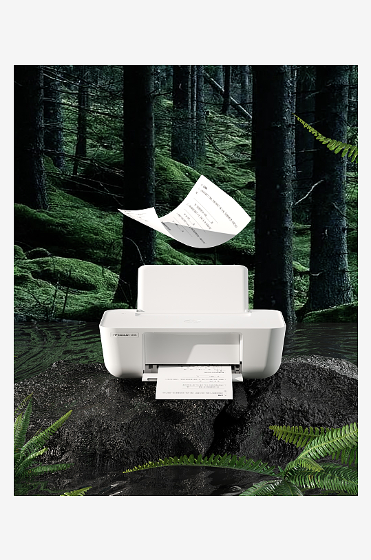 打印机场景oc渲染-众图网