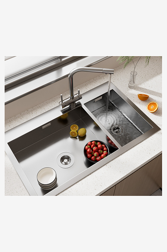 C4Doc渲染厨房水槽洗菜盆场景-众图网