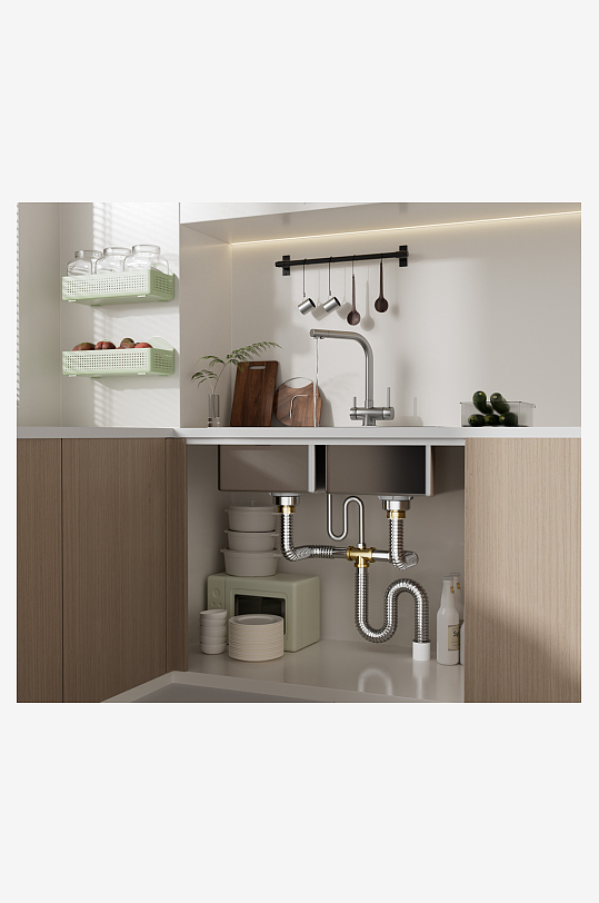 场景oc渲染厨房水槽支架C4D-众图网