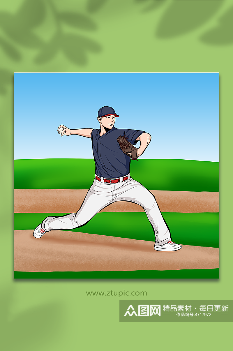 扁平化男生棒球运动人物插画素材