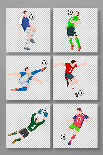 扁平化世界杯足球运动员元素插画