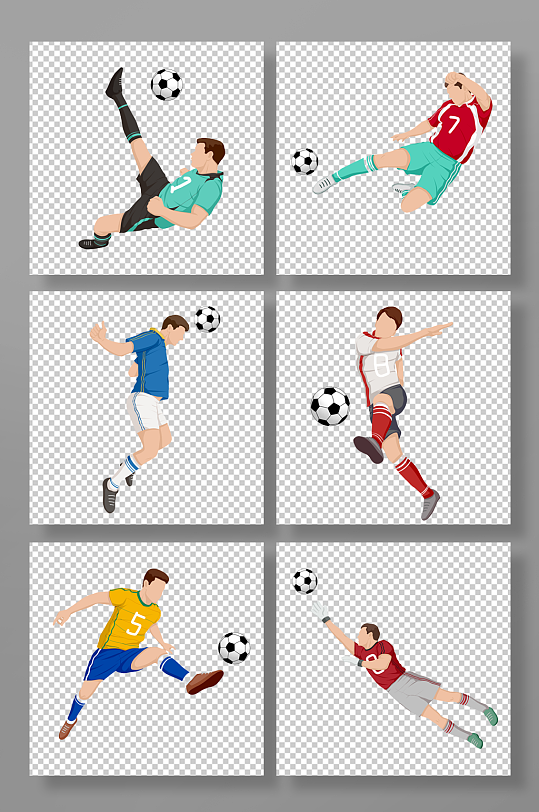 写实手绘世界杯足球运动员元素插画