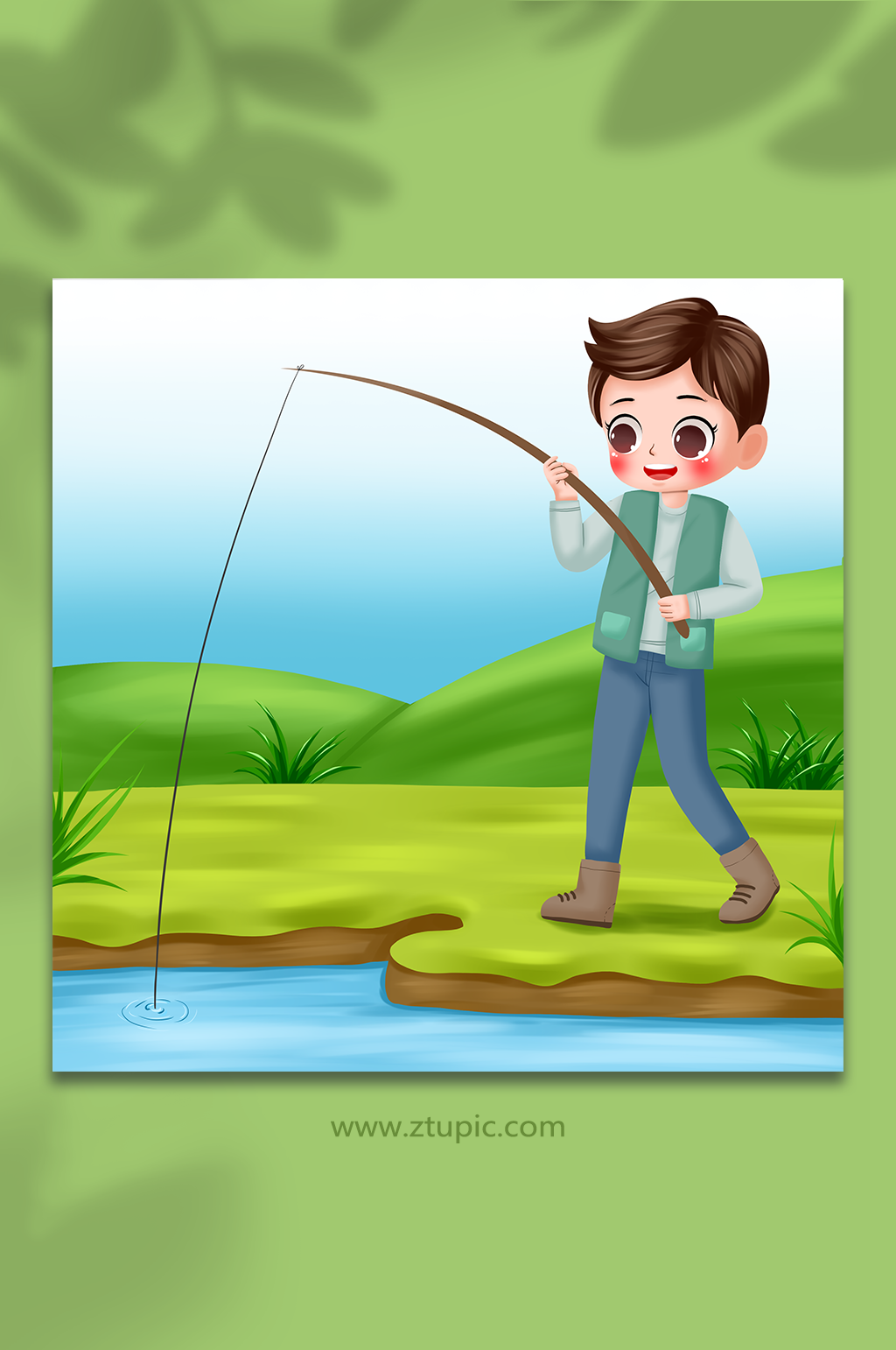 钓鱼手机壁纸卡通图片