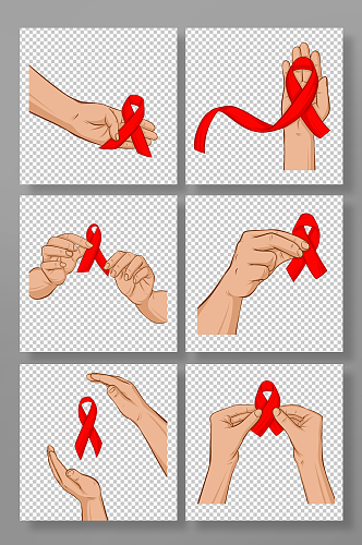 简约手绘HIV红丝带艾滋元素插画