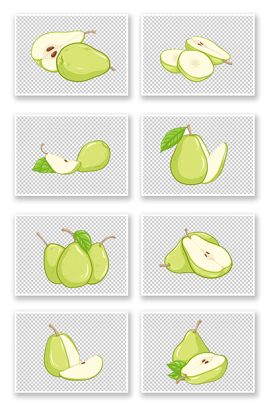 卡通创意组合梨冬季水果元素插画
