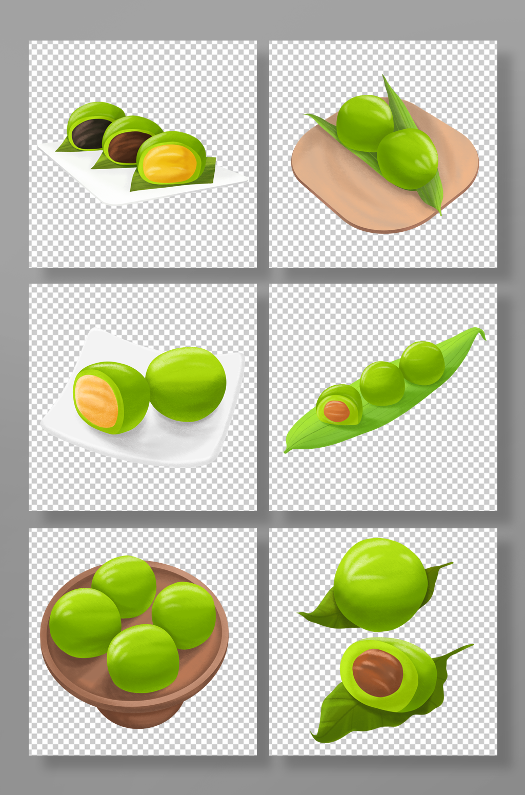 卡通清明节青团美食插画元素素材