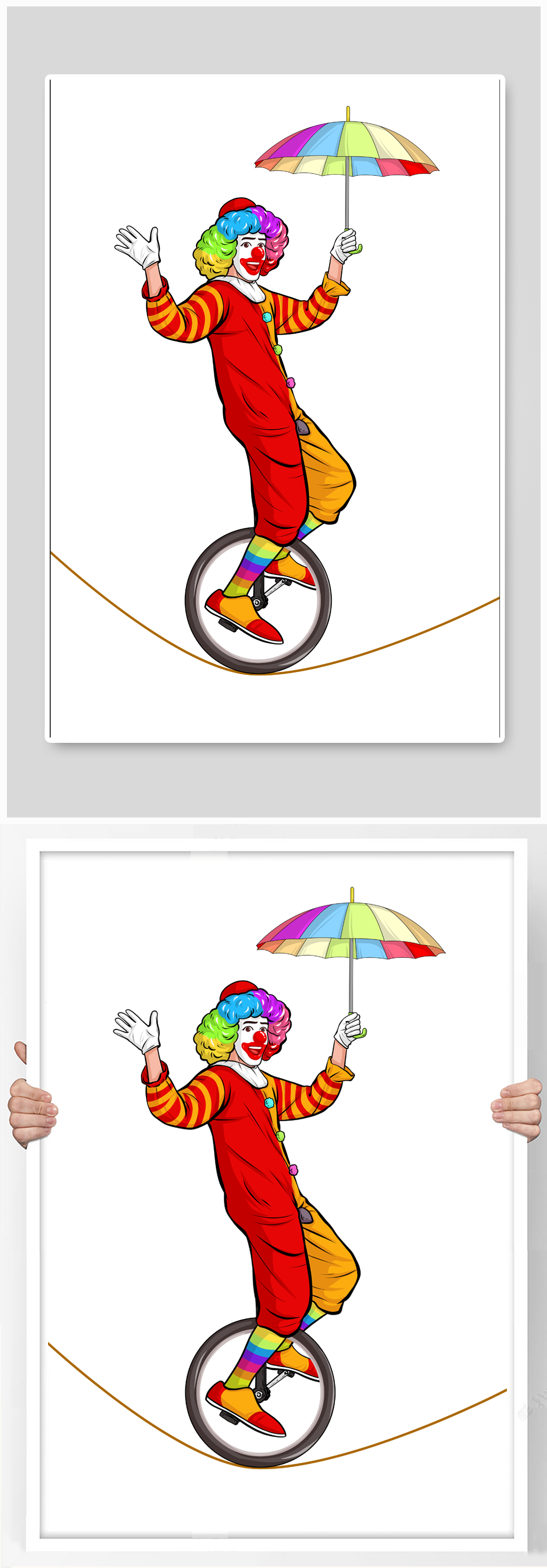 单轮车愚人节小丑人物元素插画素材