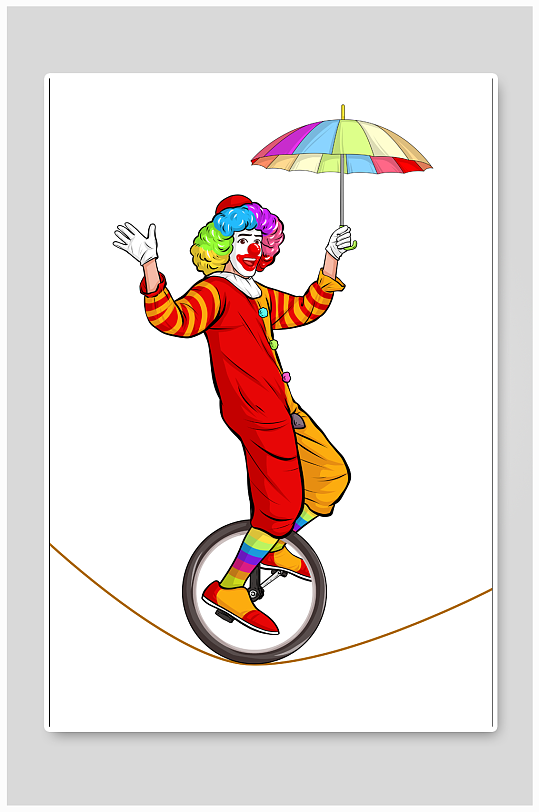 单轮车愚人节小丑人物元素插画